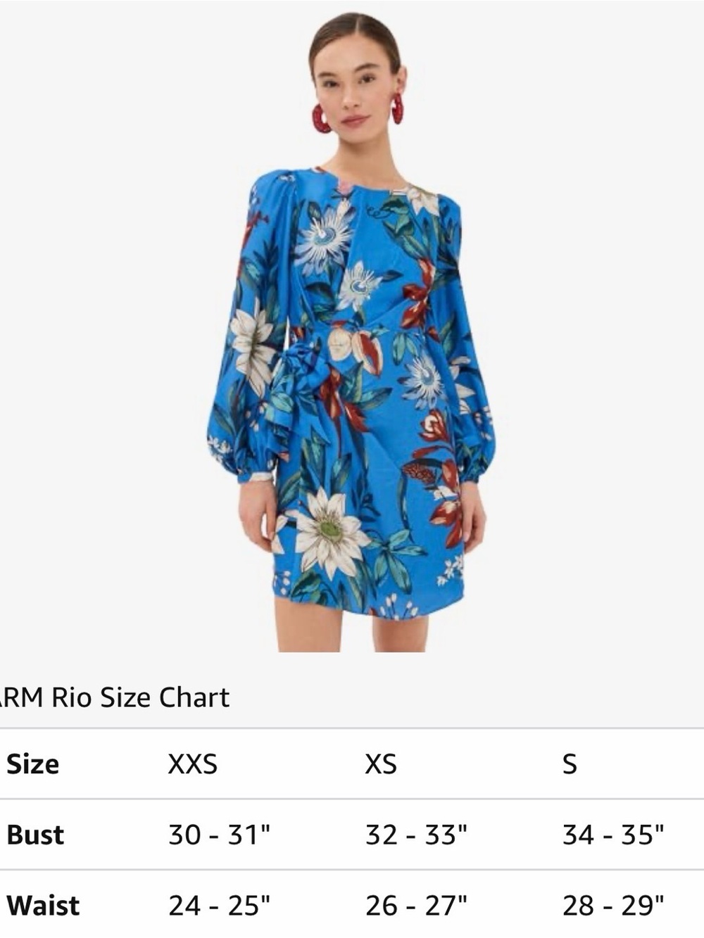 FARM Rio Bright Blue Floral Wrap Mini Dress - Picture 7 of 9